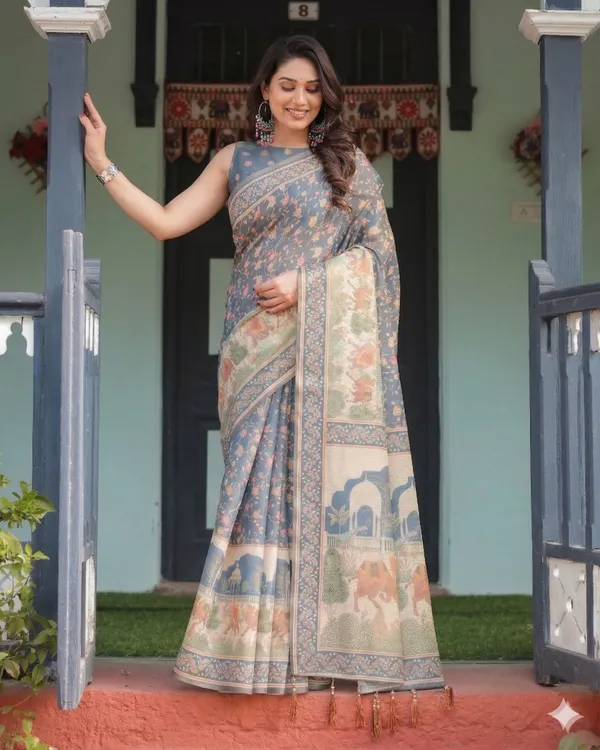 Grey_Linen_Saree_For_Women