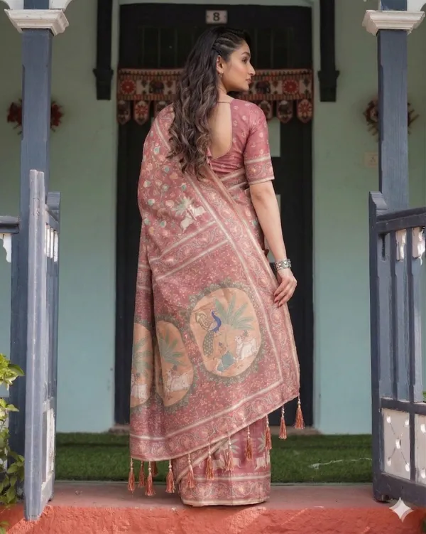 Pink_Linen_Saree_For_Women