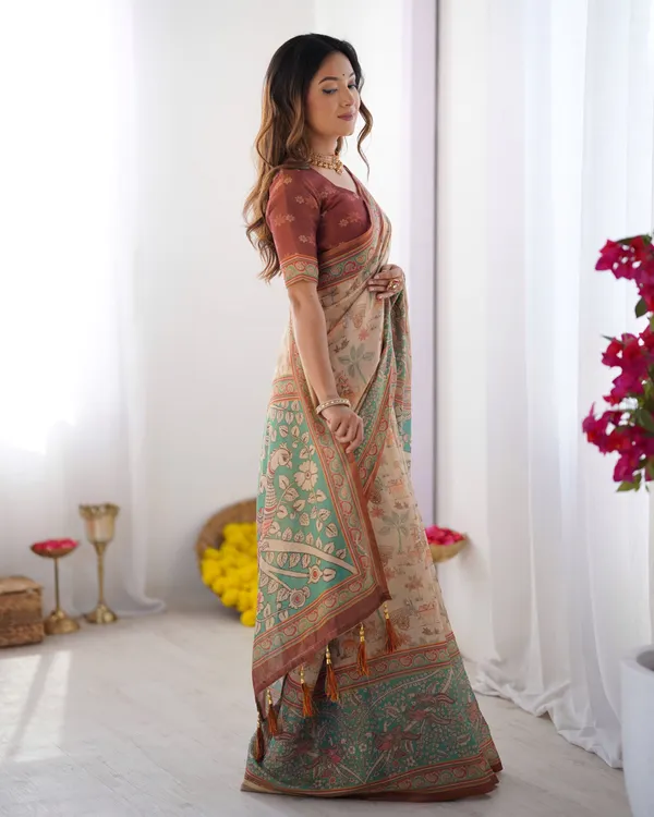 Beige_Linen_Saree_For_Women