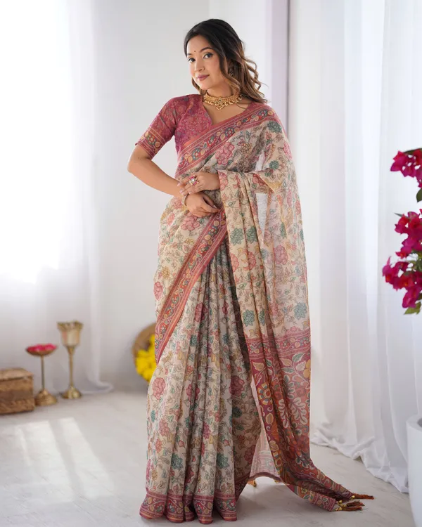 Beige_Linen_Saree_For_Women