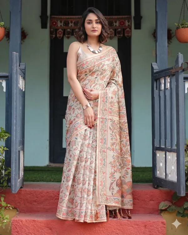 Multicolor_Linen_Saree_For_Women