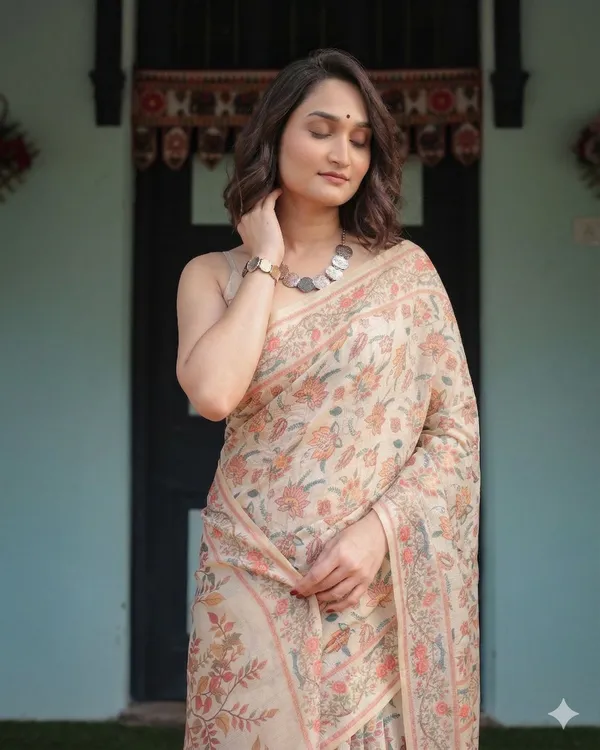Multicolor_Linen_Saree_For_Women