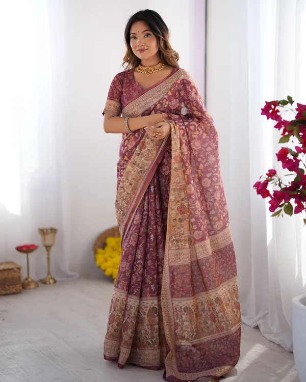 Pink_Linen_Saree_For_Women