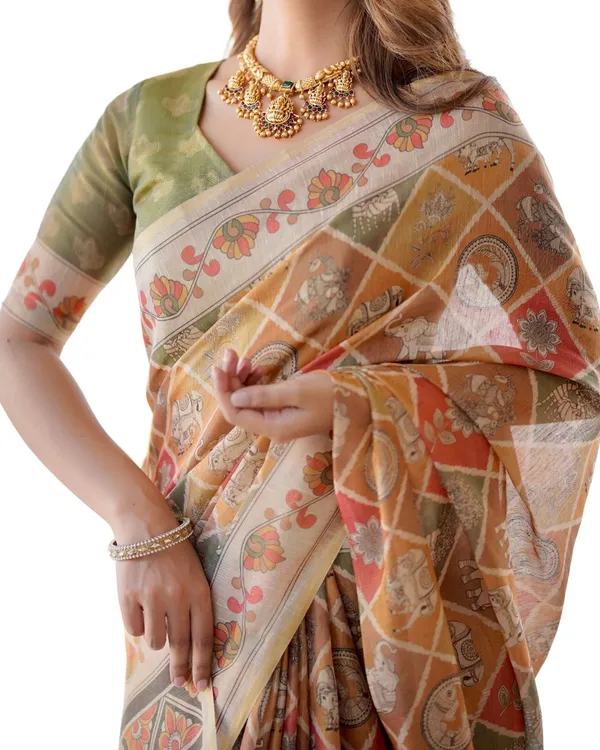 Pink_Linen_Saree_For_Women
