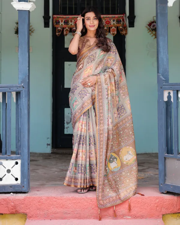 Multicolor_Linen_Saree_For_Women