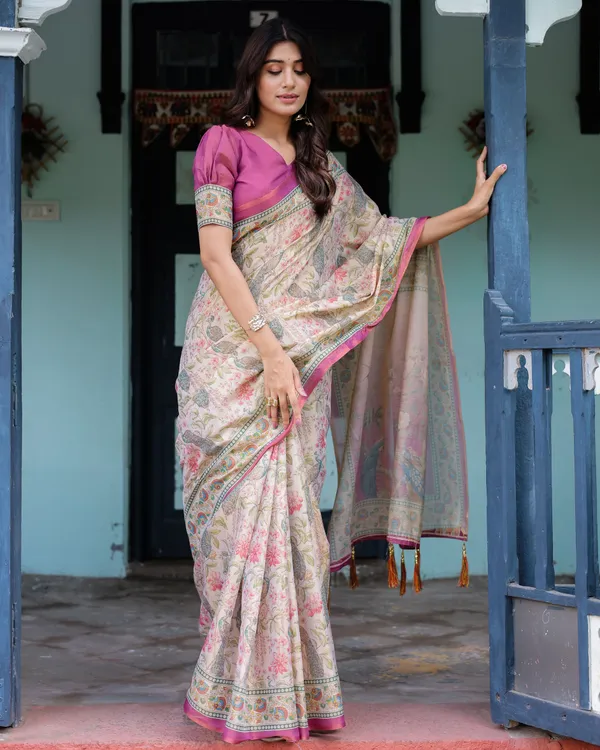 Pink_Linen_Saree_For_Women