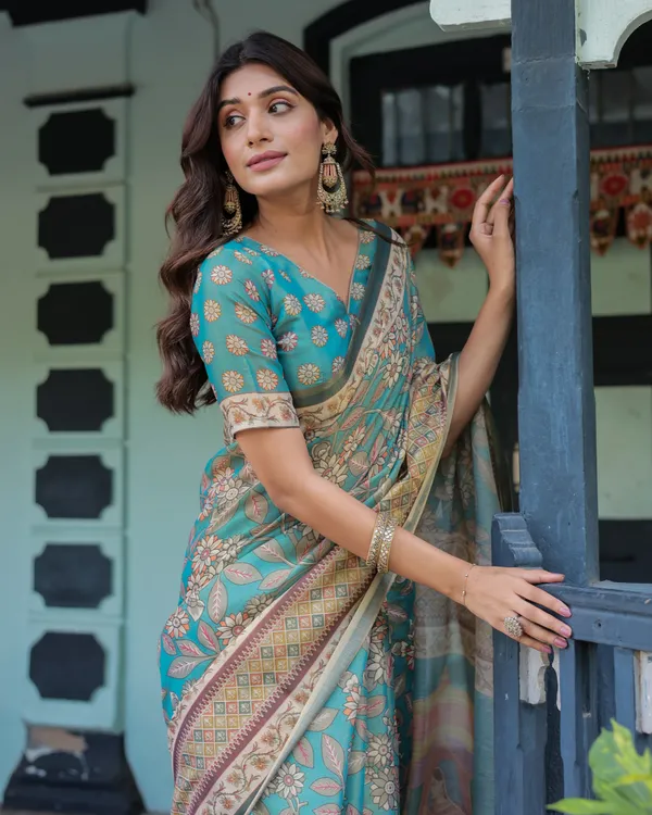 Blue_Linen_Saree_For_Women