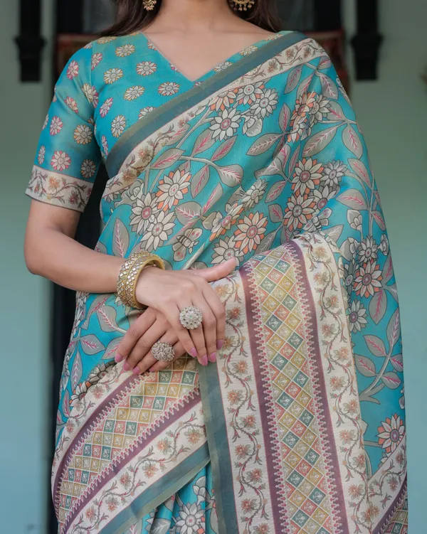 Blue_Linen_Saree_For_Women