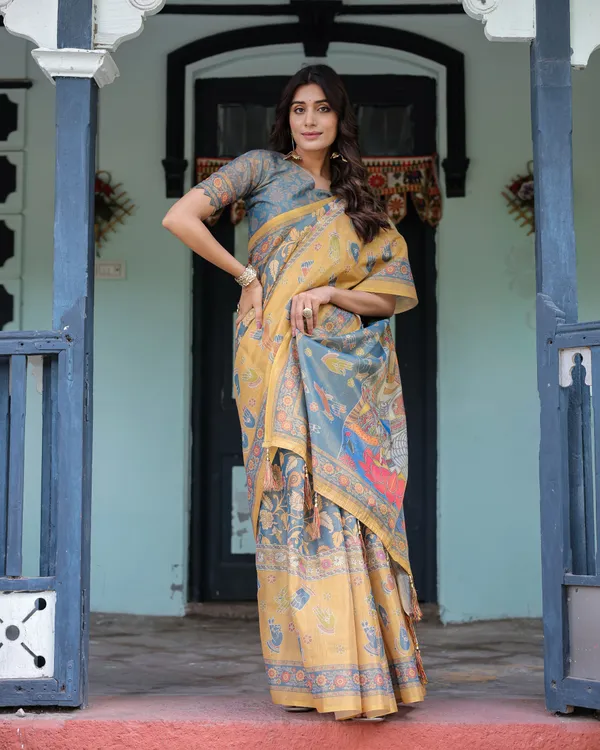 Grey_Linen_Saree_For_Women