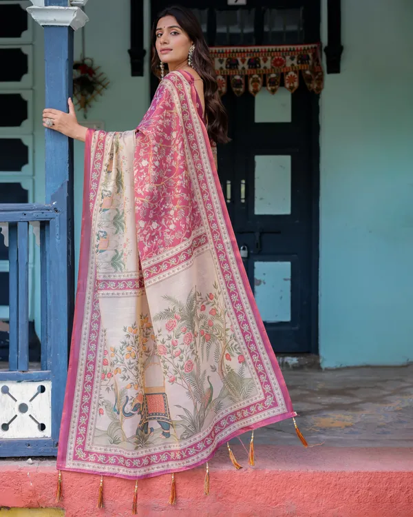 Pink_Linen_Saree_For_Women