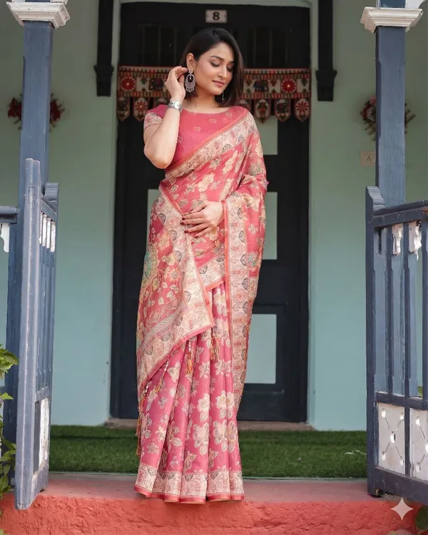 Pink_Linen_Saree_For_Women