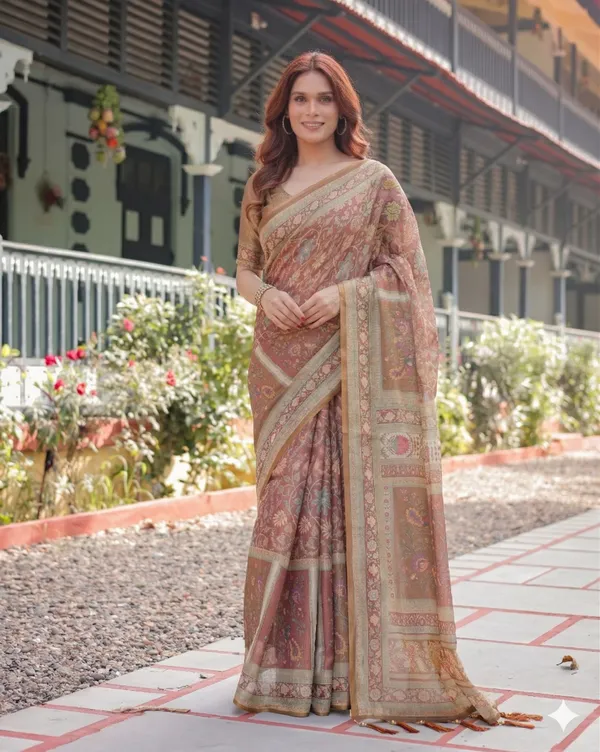 Pink_Linen_Saree_For_Women