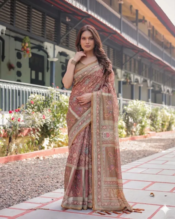Pink_Linen_Saree_For_Women