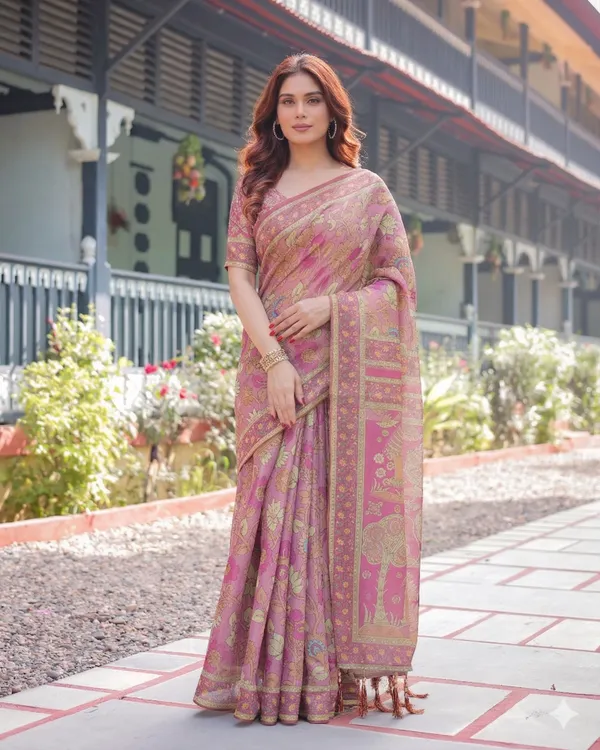 Multicolor_Linen_Saree_For_Women