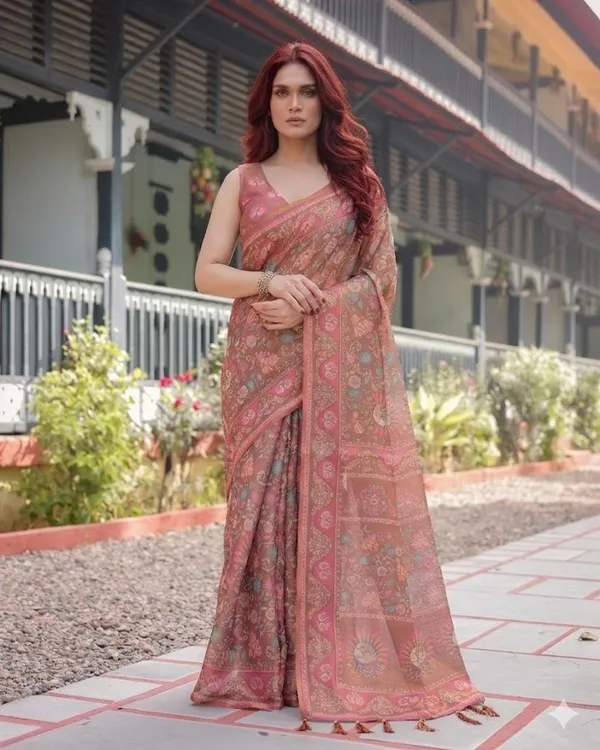 Multicolor_Linen_Saree_For_Women