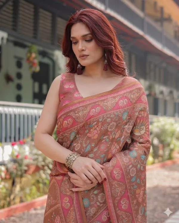 Multicolor_Linen_Saree_For_Women
