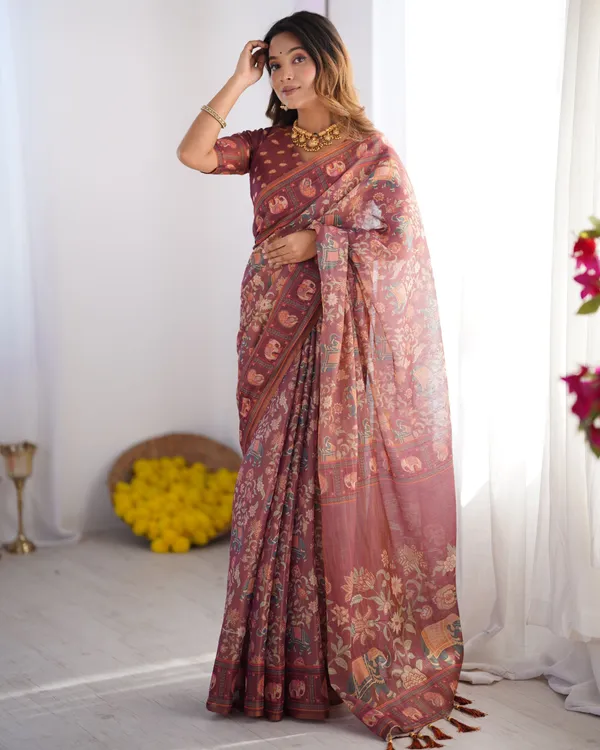Multicolor_Linen_Saree_For_Women