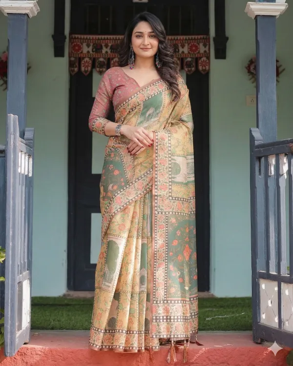 Beige_Linen_Saree_For_Women