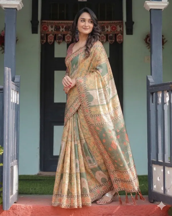 Beige_Linen_Saree_For_Women