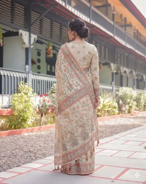Beige_Linen_Saree_For_Women