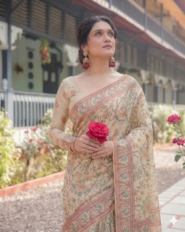 Beige_Linen_Saree_For_Women