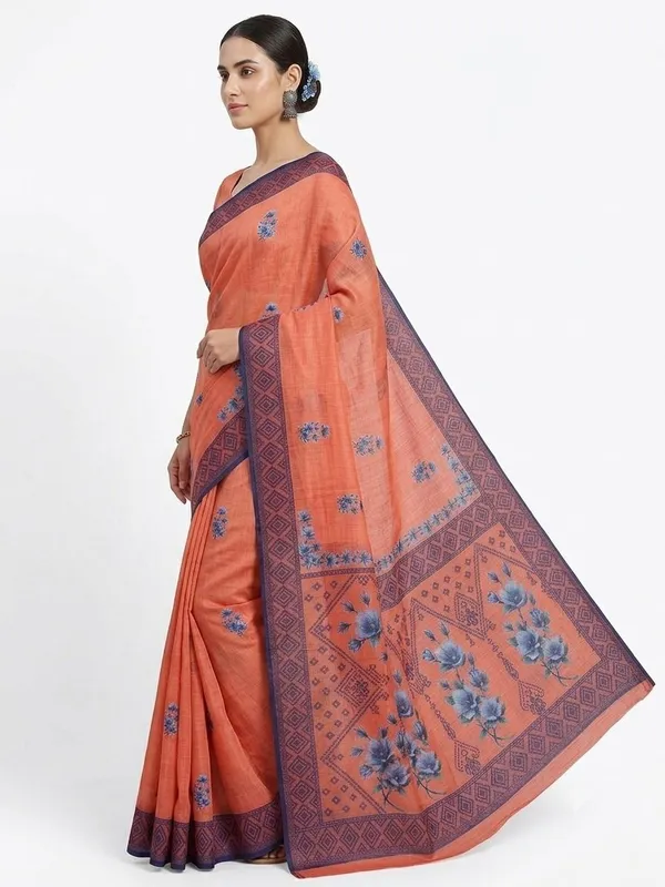 Orange_Cotton_Silk_Saree_For_Women