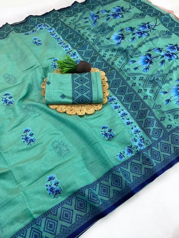 Dark_Green_Cotton_Silk_Saree_For_Women