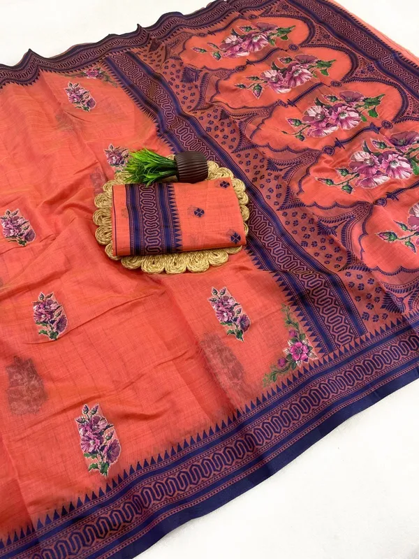 Orange_Cotton_Silk_Saree_For_Women