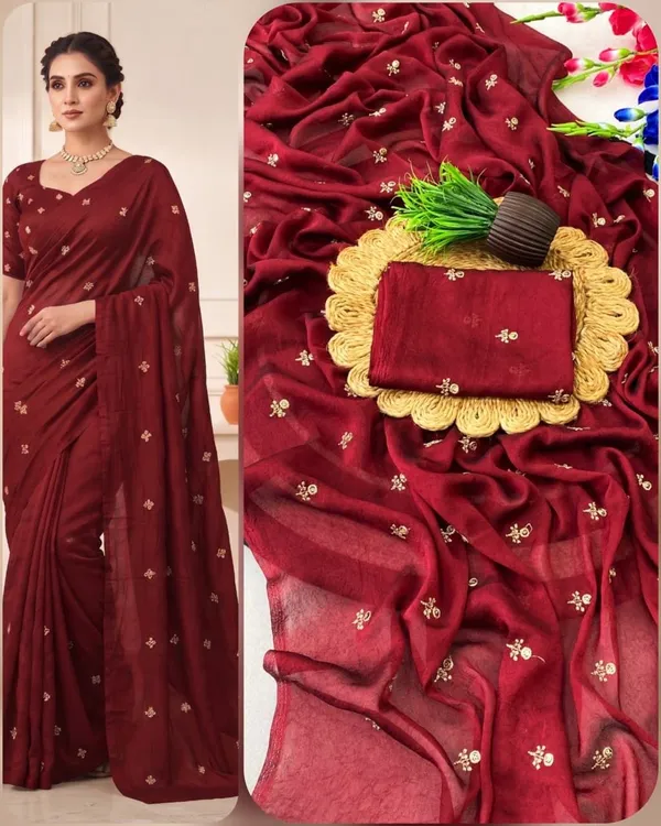 Maroon_Silk_Blend_Saree_For_Women