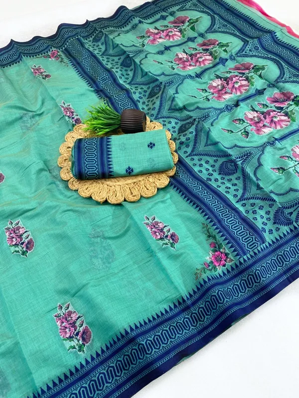 Dark_Green_Cotton_Silk_Saree_For_Women