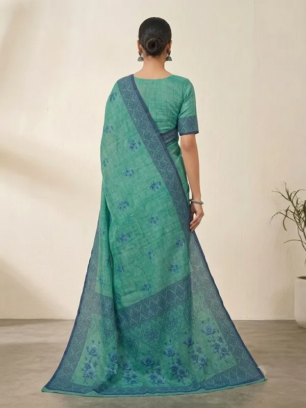 Dark_Green_Cotton_Silk_Saree_For_Women