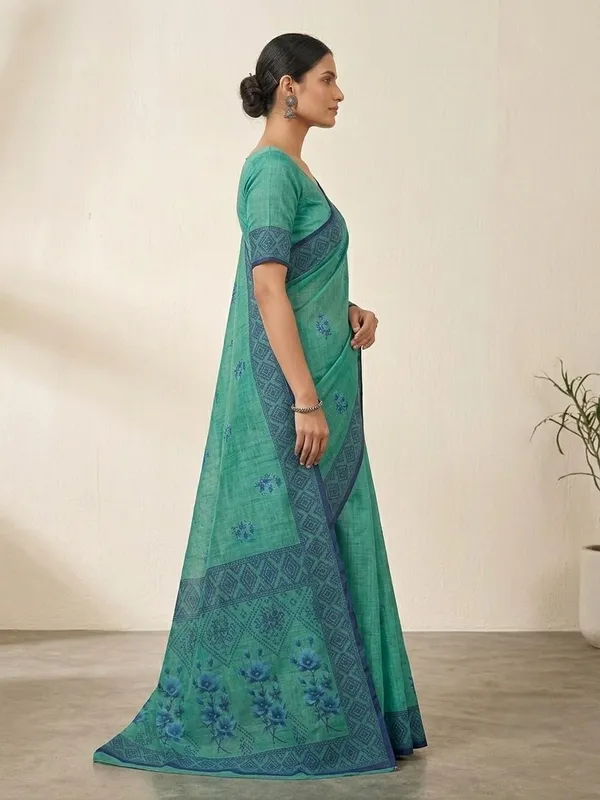 Dark_Green_Cotton_Silk_Saree_For_Women