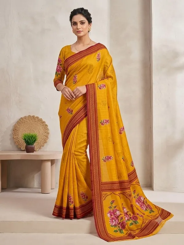 Yellow_Cotton_Silk_Saree_For_Women