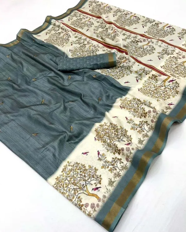 Grey_Silk_Blend_Saree_For_Women