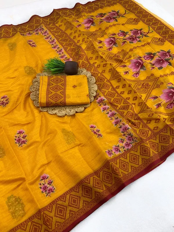 Yellow_Cotton_Silk_Saree_For_Women