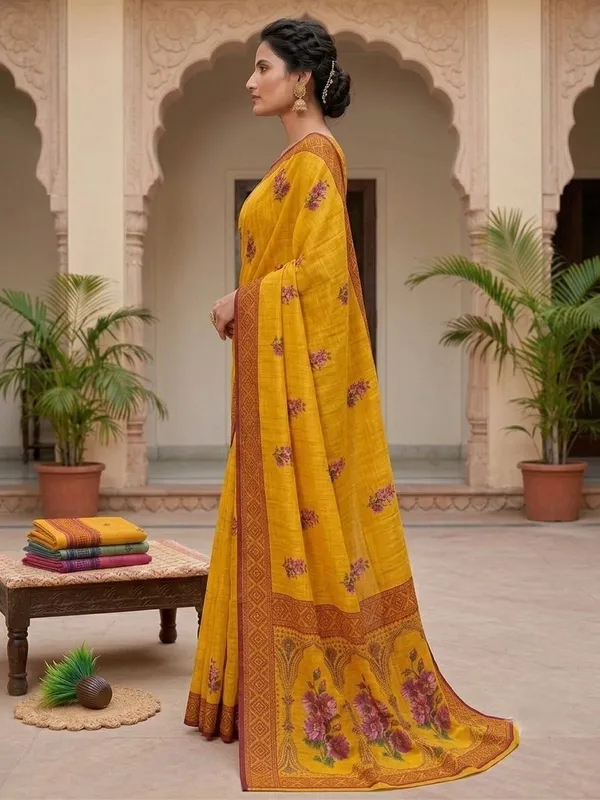 Yellow_Cotton_Silk_Saree_For_Women