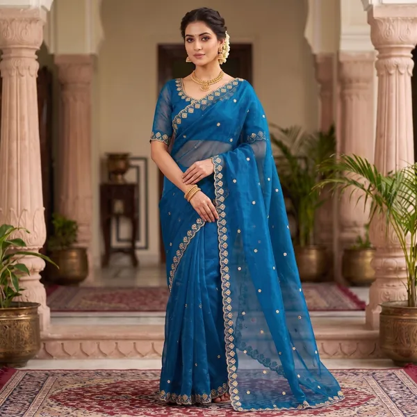 Dark_Blue_Pure_Silk_Saree_For_Women