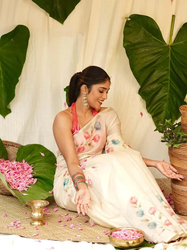 Cream_Cotton_Linen_Saree_For_Women