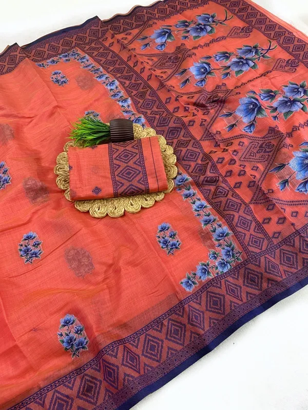 Orange_Cotton_Silk_Saree_For_Women