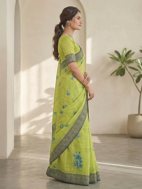 Green_Cotton_Silk_Saree_For_Women