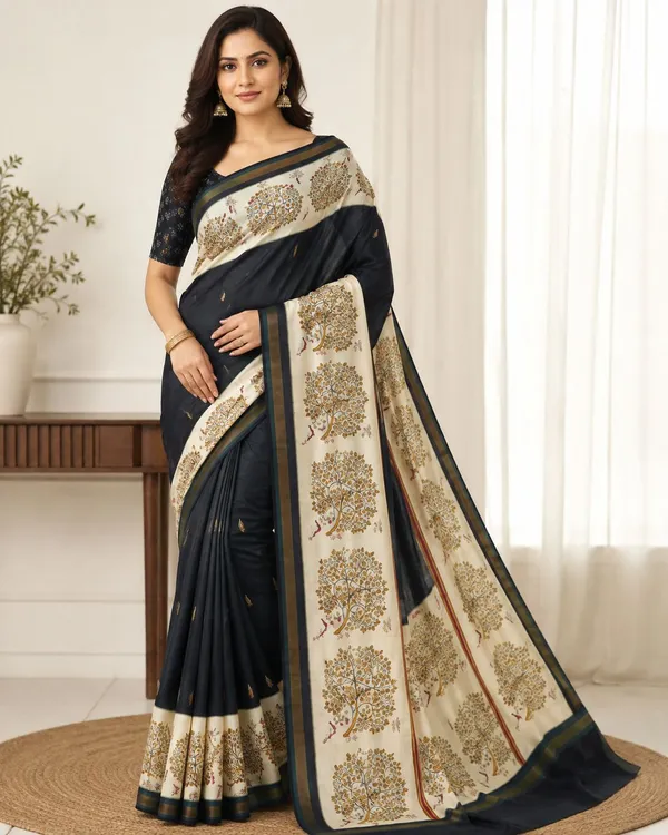 Black_Silk_Blend_Saree_For_Women