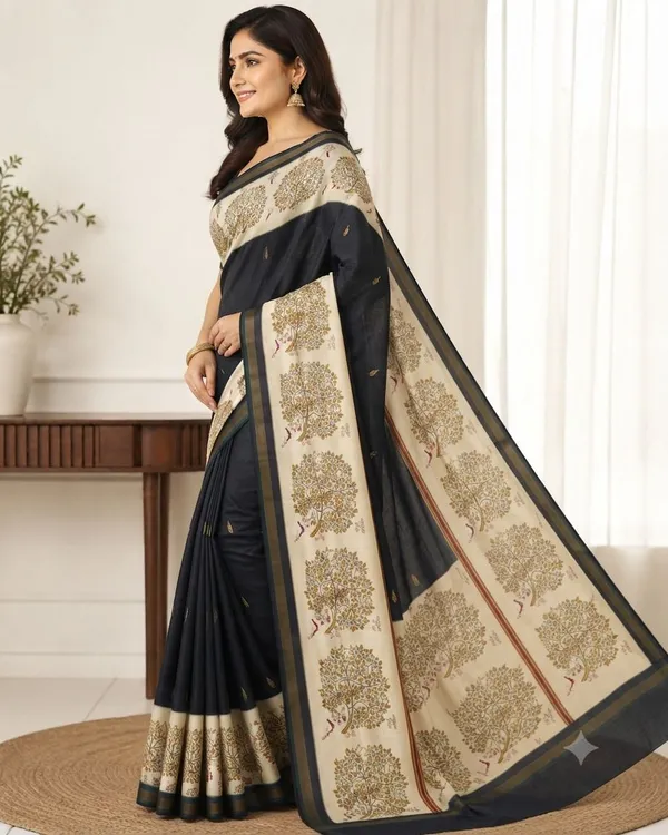 Black_Silk_Blend_Saree_For_Women
