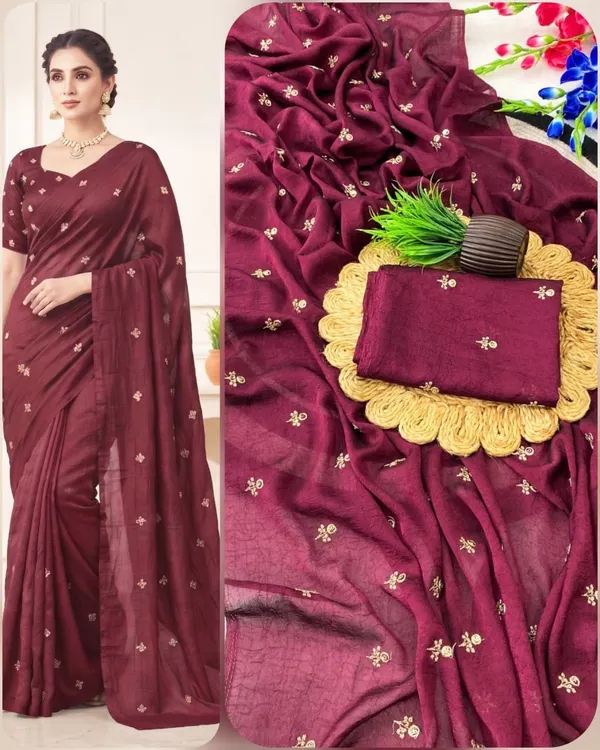 Purple_Silk_Blend_Saree_For_Women