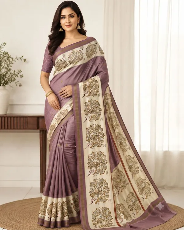 Purple_Silk_Blend_Saree_For_Women