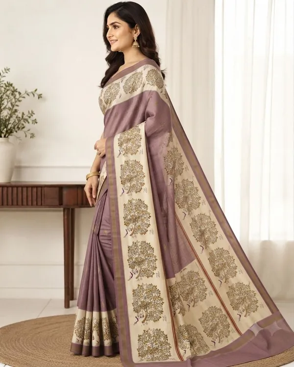 Purple_Silk_Blend_Saree_For_Women