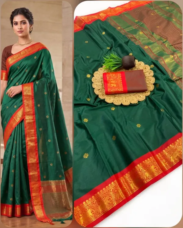 Green_And_Red_Cotton_Silk_Saree_For_Women