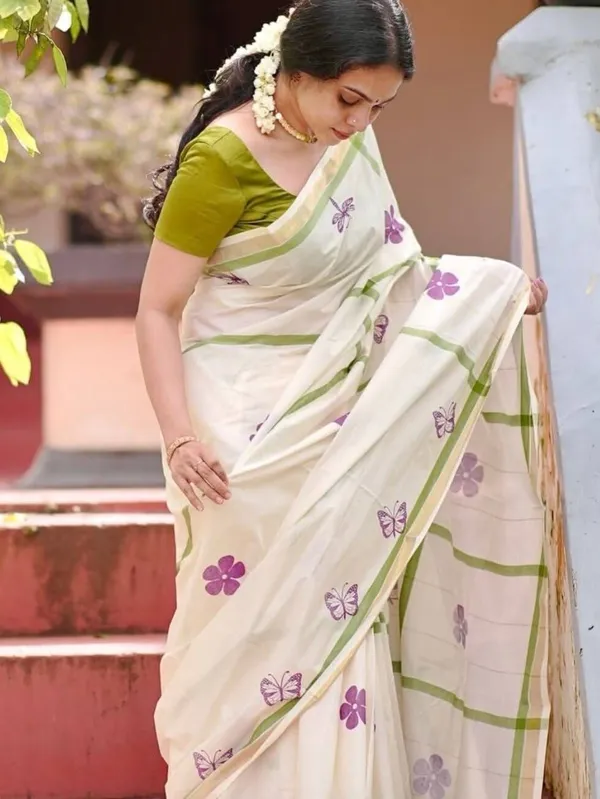 White_Cotton_Linen_Saree_For_Women