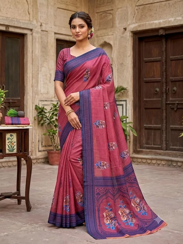 Magenta_Cotton_Silk_Saree_For_Women