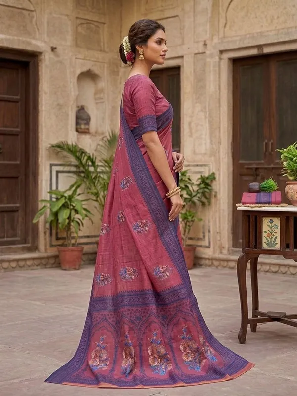 Magenta_Cotton_Silk_Saree_For_Women