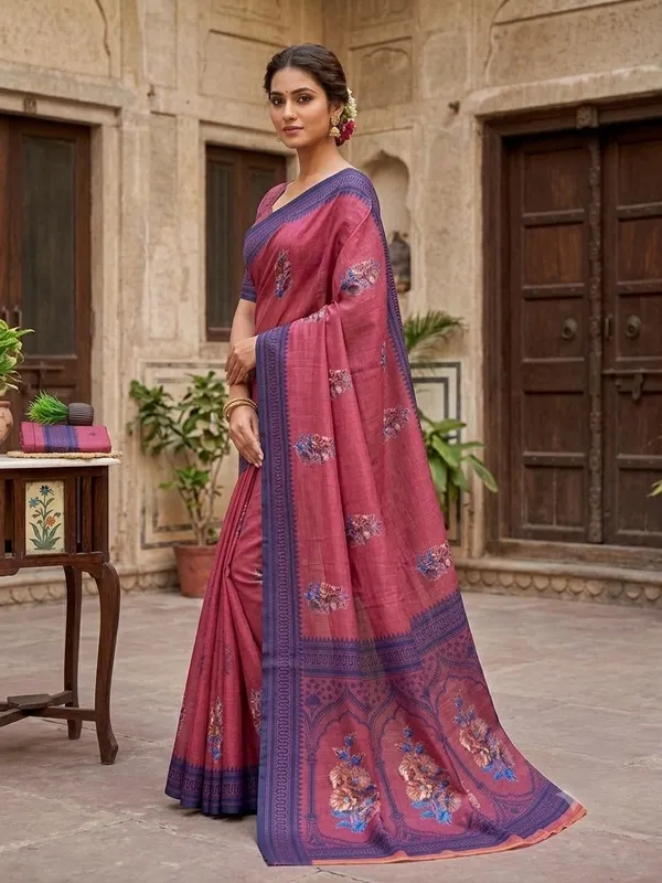 Magenta_Cotton_Silk_Saree_For_Women